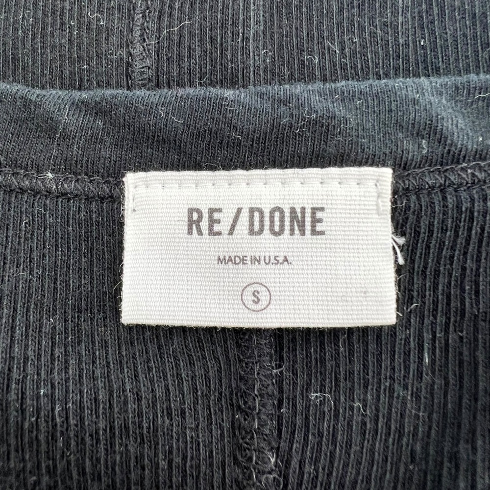 RE/DONE Black Ribbed Knit Tank Bodysuit Scoop Neck Size S 1124-8WRTKB USA Made - Picture 4 of 5